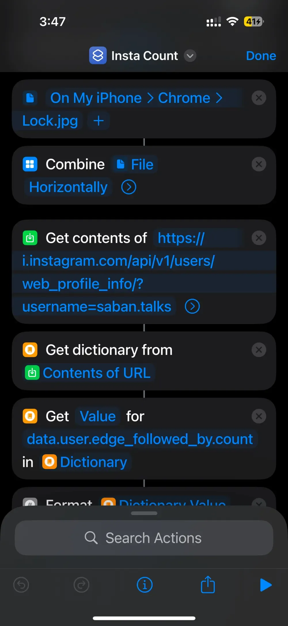 Instagram Count Shortcut