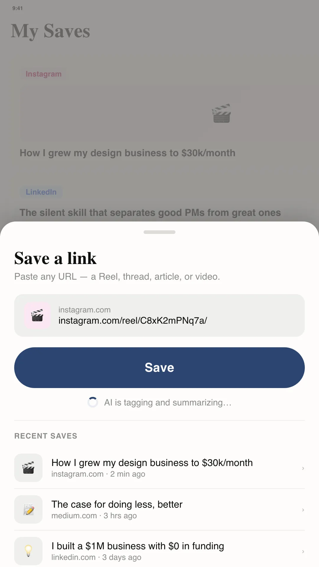 TapFold share extension